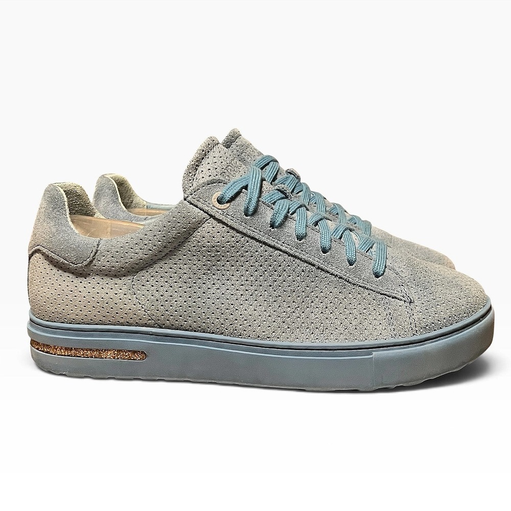 Birkenstock Bend Low Blue Grey Perforated Suede Sneakers Women 39 L8 M6 - Picture 8 of 16